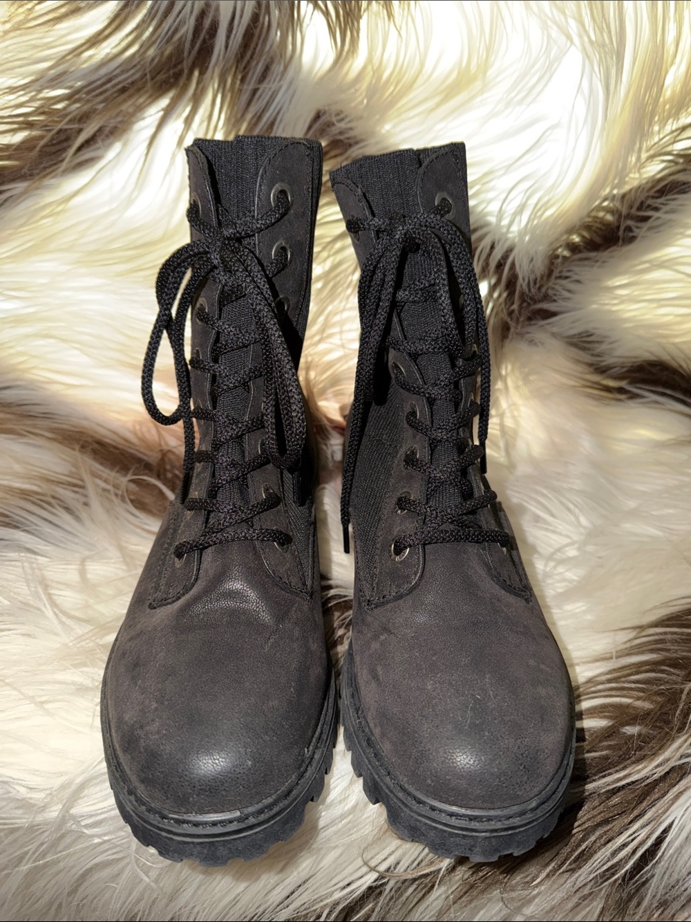 Blowfish-super soft Black Lace-Up Combat Boots - Women's